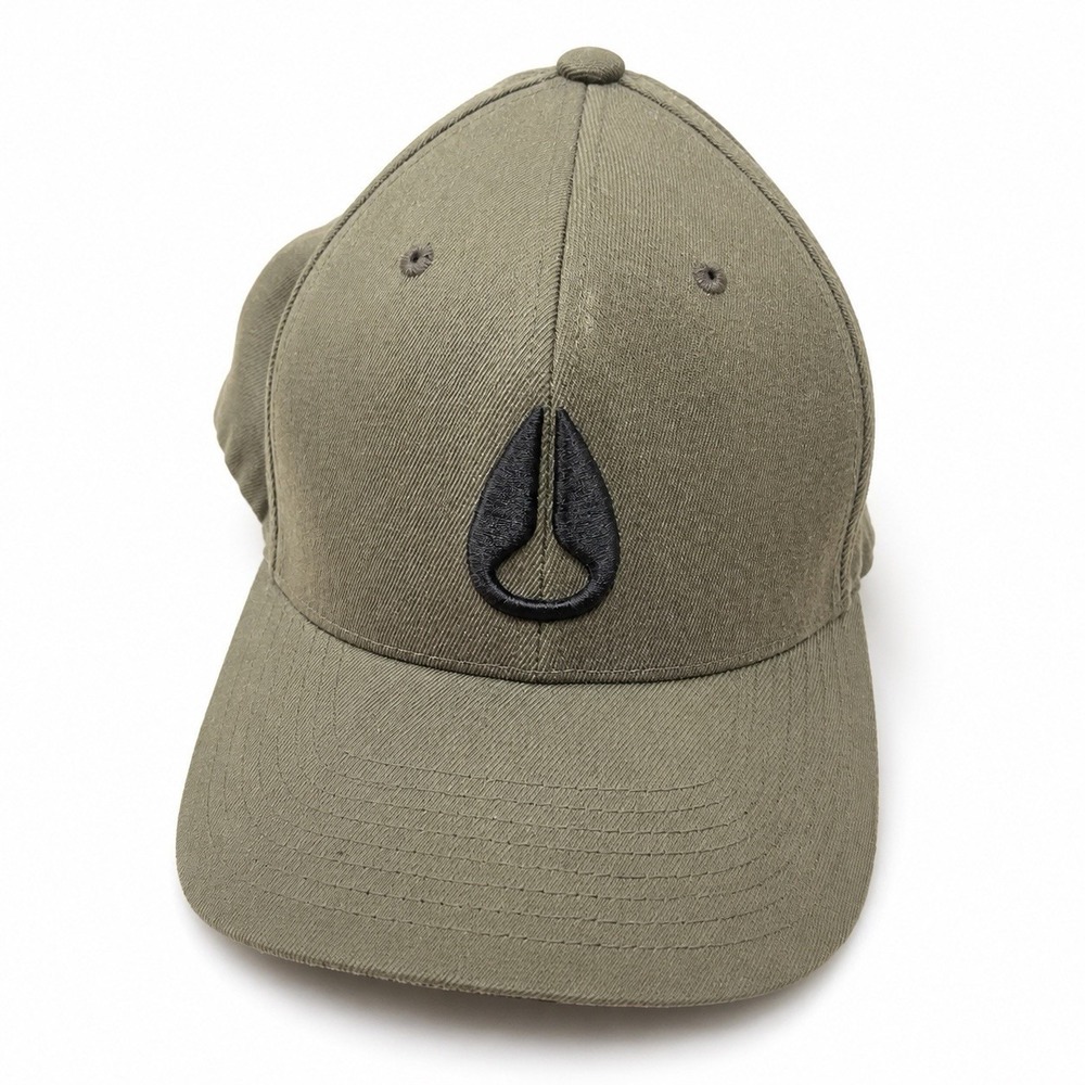 Nixon Flexfit Men’s S/M Olive Green Black Logo Fitted Baseball Cap Hat
